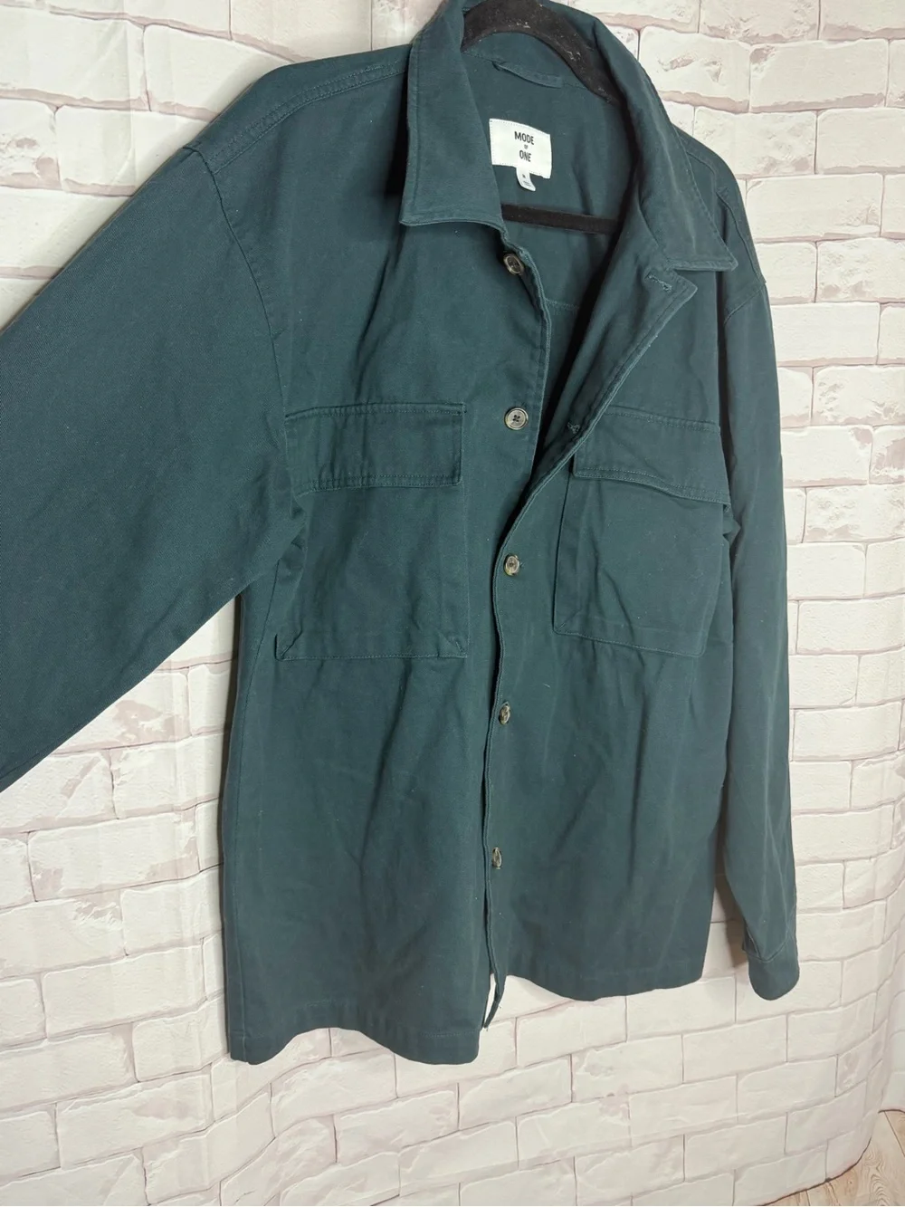 Mode of One Utility Shacket | Women’s Medium | Dark Teal Cotton